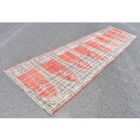 Orangefarbener Teppich Läufer, Oushak Teppich, Teppichläufer, Vintage Orientteppich, Handgewebter 10 X 45 cm Ra1370 von TurkishRugSupplier
