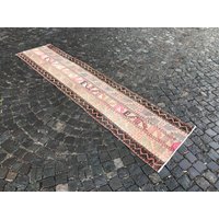 Handgefertigter Teppich, Läufer, Teppichläufer, Kelimteppich, 322 X 74 cm von Turkishrugsvendor