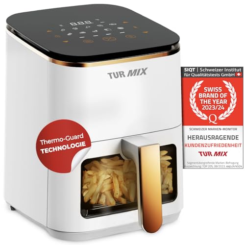TURMIX Heißluftfritteuse weiß CX 250 - Compact 3.5L Airfryer 1350W Transparentes Fenster, Touchdisplay mit 10 automatische Garprogramme - Schweizer Marke des Jahres TURMIX Heißluftfritteuse weiß CX 250 - Compact 3.5L Airfryer 1350W Transparentes Fenster, Touchdisplay mit 10 automatische Garprogramme - Schweizer Marke des Jahres von Turmix