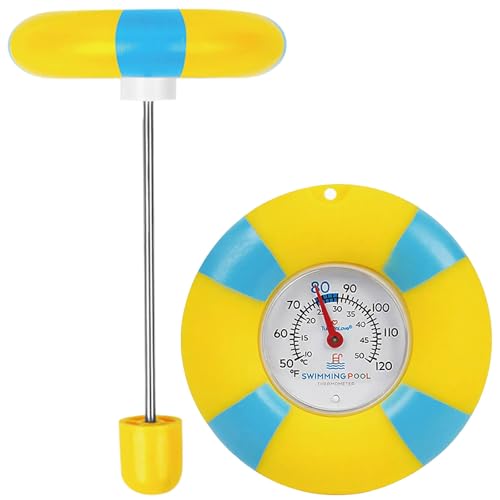 Pool Thermometer Schwimmend Leicht Ablesen - Dial Panel Pool Temperatur Thermometer Langstreckenlesung, 304 Edelstahl Sonde für Schwimmbäder, Teichthermometer für Außenteiche Pool Thermometer Schwimmend Leicht Ablesen - Dial Panel Pool Temperatur Thermometer Langstreckenlesung, 304 Edelstahl Sonde für Schwimmbäder, Teichthermometer für Außenteiche von TurnOnLove