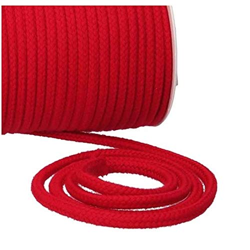 Turnbeutelliebe® Kordel 100% Baumwolle 8mm breit, dick - für Turnbeutel, Taschen & Hosen - zum nähen - viele Farben und Längen - geflochten - Schnur - Seil - Bastelschnur - Band (rot, 10) von Turnbeutelliebe