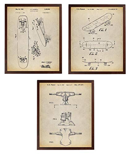 Turnip Designs Skateboard Art Patent Poster Art Prints Series Set 3 Skateboard Deck Boys Room Decor Skateboard Decor Teenager Boy Geschenk TNP43 von Turnip Designs