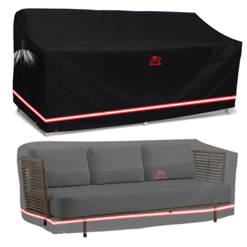 Turtle Life Gartensofa Abdeckung, Gartenbank Wasserdicht für 3-4 Sitzer Gartensofa, Gartensofa Abdeckung kein Verblassen innerhalb von 2 Jahren, schwarz 264 x 102 x 89CM von Turtle Life
