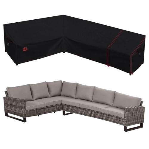 Turtle Life L-Form Gartensofa Abdeckung, Outdoor Sofa Abdeckung Wasserdicht für Eck-Lounge Sofa, L-Form Gartensofa Abdeckung Schwarz, L-Form 178cm + 250cm (rechts) von Turtle Life