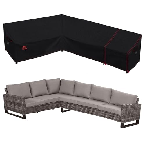 Turtle Life L-Form Gartensofa Abdeckung, Outdoor Sofa Abdeckung Wasserdicht für Eck-Lounge Sofa, L-Form Gartensofa Abdeckung Schwarz, L-Form 228cm + 300cm (rechts) von Turtle Life