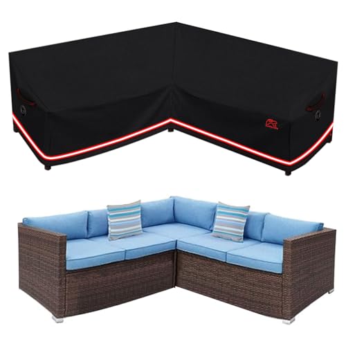 Turtle Life V-Form Gartensofa Abdeckung, Outdoor Sofa Abdeckung Wasserdicht für Eck-Lounge Sofa, V-Form Gartensofa Abdeckung Schwarz, Schwarz, 178cm x 86cm x 86cm von Turtle Life