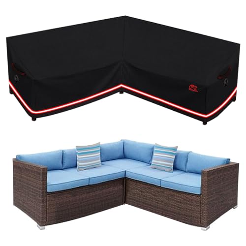 Turtle Life V-Form Gartensofa Abdeckung, Outdoor Sofa Wasserdicht für Eck-Lounge, Schwarz, 228cm x 86cm x 86cm von Turtle Life