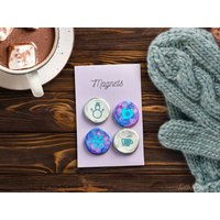 Winter Themed Kronkorken Magnete 02 | 4Er-Set Handarbeit Bcm204 von TurtleNotes