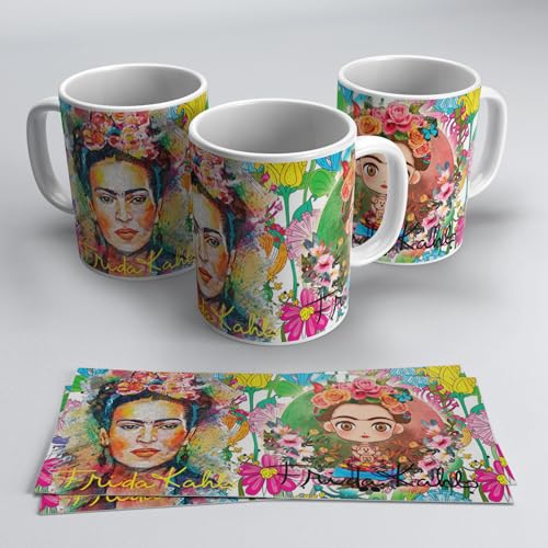 TusPersonalizables 2er Set Kaffeebecher Frida Kahlo schwarz (Oleo Zeichnung) von TusPersonalizables