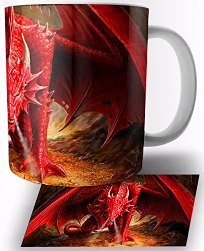 Red Dragon Anne Stokes Keramik Becher 325ml Tasse Mug von TusRelojes