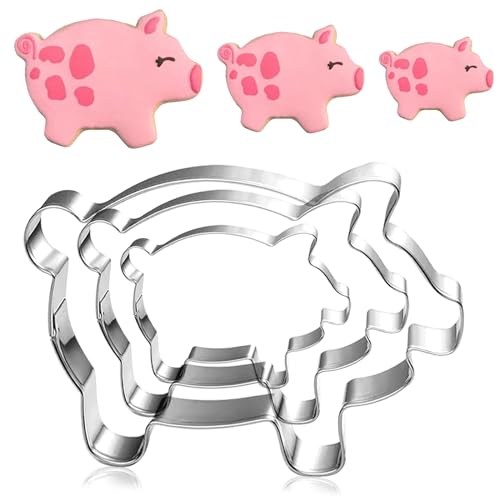 3 Stück Schwein Ausstechformen Set, Ausstechform Schwein, Tier Fondant Ausstechformen zum Backen von TuseRxln