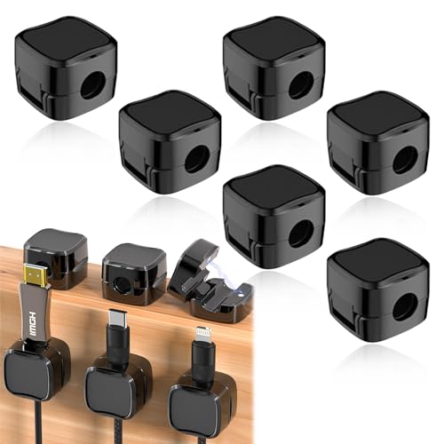 6 Stück Selbstklebend Magnetische Kabelklemmen, Kabelhalter, Kabelclips, Schreibtisch Kabel für Die Aufbewahrung Organisation Kabel und Datenkabeln(Schwarz) von TuseRxln