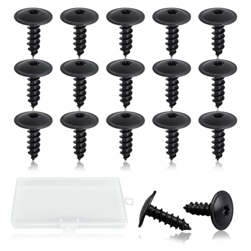 M5x16mm Flachkopf Blechschrauben mit Scheibe, 50 Stück Kohlenstoffstahl Schwarz Rundkopf Selbstbohrende Schrauben, Premium Profilverbindungsschrauben für Auto Schutzbleche Radbögen Gitter von TuseRxln