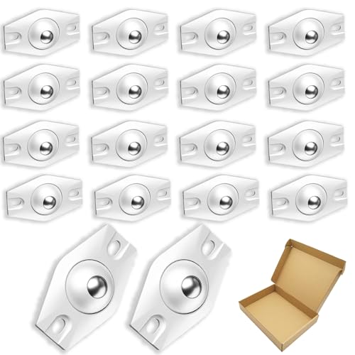 TuseRxln Möbelroller Kugelrollen Selbstklebend Möbelgleiter, 18 Stück Mini Rollen, Kugelrollen Selbstklebend 360°, Für Abfalleimer, Küchenutensilien, Kleinmöbelrollen.Mit Box. Weiß. von TuseRxln