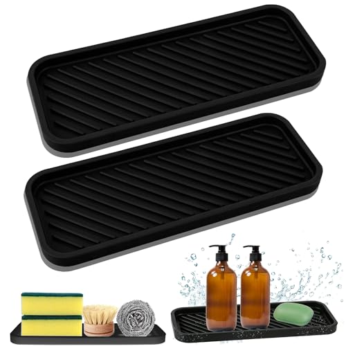 TuseRxln Silikon Abtropfmatte Seifenschalen Spülbecken Organizer, 2 Stück Schwammhalter Spülbecken Waschbecken Organizer Küche für Schwämme, Spülmittel, Seifen und Bürsten etc. von TuseRxln