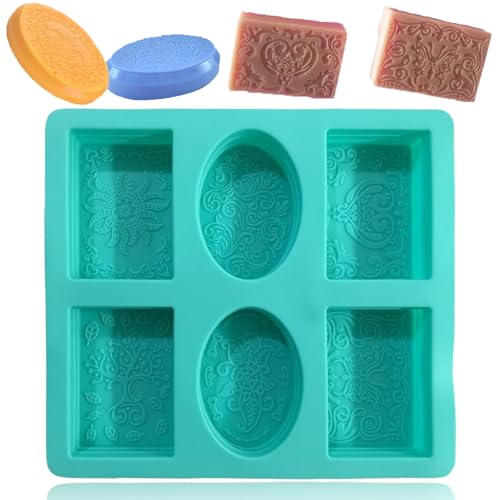 TuseRxln Silikonform Seife Seifenformen Silikon, Seifenformen 6-Cavity Seifen Formen Set Silikon, Seifenform Rechteckig Oval mit Muster, Für Schokolade, Eiswürfel, Seife, DIY Hausgemachte Handwerk. TuseRxln Silikonform Seife Seifenformen Silikon, Seifenformen 6-Cavity Seifen Formen Set Silikon, Seifenform Rechteckig Oval mit Muster, Für Schokolade, Eiswürfel, Seife, DIY Hausgemachte Handwerk. von TuseRxln