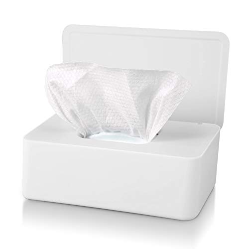 Tusenpy Feuchttücher Box mit Deckel,Staubdicht Taschentuchbox,Servietten Aufbewahrungskoffer,Taschentuchspender für Zuhause Büro Auto (Weiß) von Tusenpy