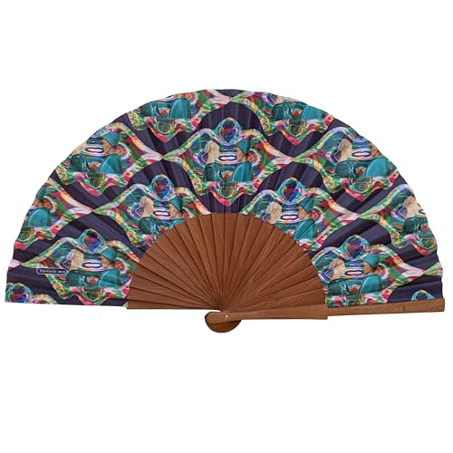Spanischer Handfächer Cháchara – Holz und Baumwolle – 23 cm – Etui und Hülle aus Jute – Modeaccessoire – Handgefertigt in Spanien – Events und Geschenke – Fansofart-Kollektion – Tusitala Barcelona von Tusitala Barcelona