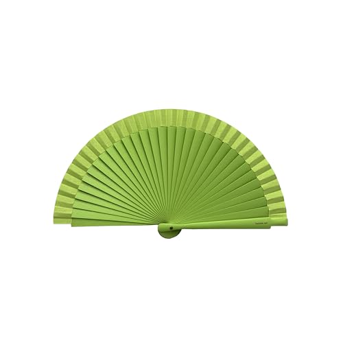 Spanischer Handfächer Clutch Verde - Holz und Baumwolle - 16 cm - Jute-Etui und -Hülle - Modeaccessoire - Handgefertigt in Spanien - Events und Geschenke - Clutch-Kollektion - Tusitala Barcelona von Tusitala Barcelona