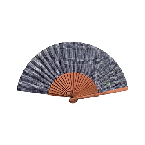 Spanischer Handfächer Gales – Holz und Baumwolle – 23 cm – Jute-Hülle und -Bezug – Modeaccessoire – Handgefertigt in Spanien – Events und Geschenke – Unsere Klassiker-Kollektion – Tusitala Barcelona von Tusitala Barcelona