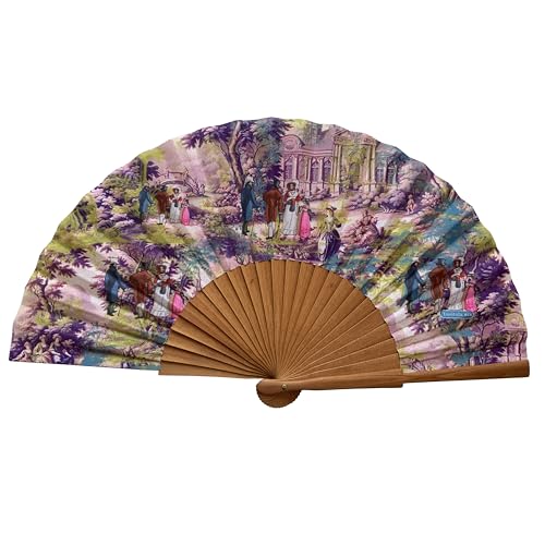 Spanischer Handfächer Paseo – Holz und Baumwolle – 23 cm – Etui und Bezug aus Jute – Modeaccessoire – Handgefertigt in Spanien – Events und Geschenke – Fansofart-Kollektion – Tusitala Barcelona von Tusitala Barcelona