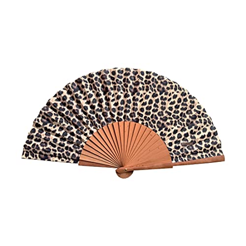 Spanischer Handfächer Sauvage–Holz und Baumwolle–23 cm–Etui und Hülle aus Jute–Modeaccessoire–Handgefertigt in Spanien–Events und Geschenke–Unsere Klassiker-Kollektion–Tusitala Barcelona von Tusitala Barcelona