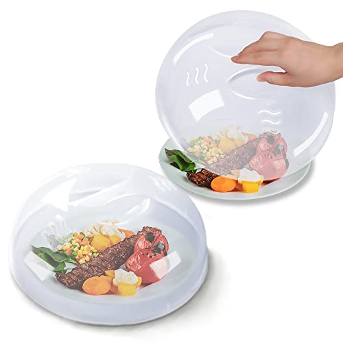 Mikrowellen-Abdeckung für Lebensmittel, 2 Stück, Mikrowellen-Spritzer-Abdeckung für Lebensmittel, mit einfachem Griff, 29.8 cm, BPA-frei und spülmaschinenfest von Tusjiain