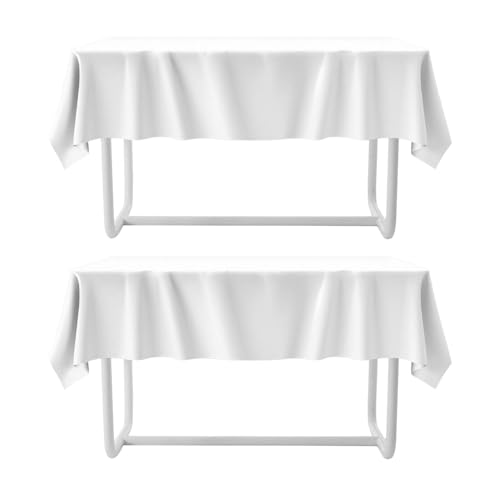2 Stück Tischdecke Bierzeltgarnitur für 50cm u.70cm Biertische, wasserdichte Polyester Tischdecke, Rechteckige Tischdecken, Waschbare Tischhussen für Bankette im Freien 100 x 250cm (Weiß) von Tutamaz