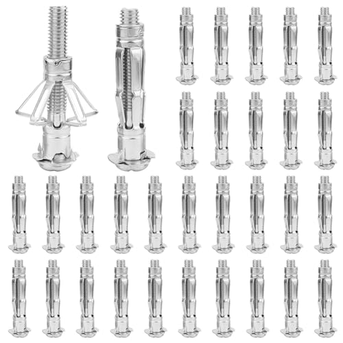 30 Stück Hohlraumdübel Metall, M6 x 52 mm Spreizdübel, Gipskartondübel, Verzinkt Hohlwanddübel für Hohlwände Hohlziegel Holzplatten Gipskartonplatten von Tutamaz