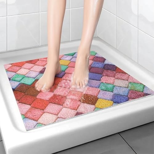 Tutamaz Duschmatte Badvorleger, Weiche Badeteppiche, rutschfest Schnelltrocknend Badeteppich, Waschbar Fußmatte für Badezimmer Dusche Wanne, 60 x 60 cm von Tutamaz