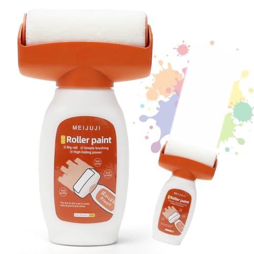 Tutamaz Wandfarbe Ausbessern Weiß 500g, 2 in 1 Wandreparatur RollbüRste, Ausbesserungsfarbe Weiss Roller, Wandfarbe Weiß Roller mit Wandreparaturpast, Wand Reparatur für Wandkratzer Graffiti Flecken von Tutamaz