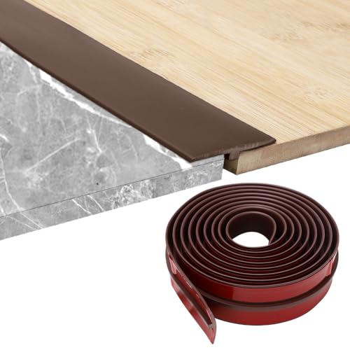 Übergangsprofil, T Profil Übergangsleiste Bodenleiste Selbstklebender, Türschwellen Leiste Spaltabdeckung Trennleiste für Türschwellen und Verbindungsböden von Laminatdielenfliesen,3mx5cm (Braun) von Tutamaz