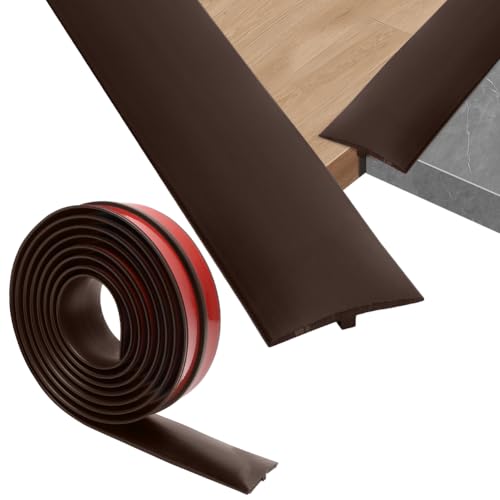 Übergangsprofil, Tutamaz T Profil Übergangsleiste Selbstklebend 5×300cm, PVC Türschwellen Leiste Übergangsschiene Selbstklebender, Übergangsprofil für Verbindungsböden Parkettböden Laminate (Braun) von Tutamaz