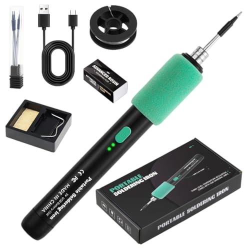 USB Akku Lötkolben Set, Kabelloses Lötkolben Set mit 3 Temperatur Einstellbar 260℃-450℃, 3 Lötspitzen, Lötkolbenständer, Lötdraht, Lötpaste, Lötset für Reparatur des Schweißens von Tutamaz