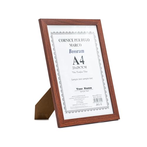 Tutee Bilderrahmen A4 21x29.7cm，Holz Robuster Mdf Rahmen, Ideal FüR Fotos Und Zertifikate, Aus klarem Glas (Dunkles Holz) von Tutee