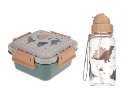 Tutete Dinos World Lunchbox für Kinder, Bento-Box 780 ml und Tritan Trinkflasche 500 ml, BPA-frei, praktisch und leicht, ideal für Schule, Kindergarten und Ausflüge von Tutete
