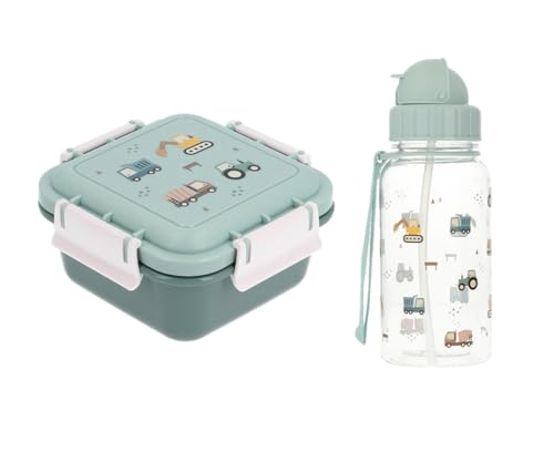 Tutete Lunchbox für Kinder | Bento-Box 780 ml und Tritan Trinkflasche 500 ml | BPA-frei, praktisch und leicht | ideal für Schule, Kindergarten und Ausflüge | Trucks von Tutete