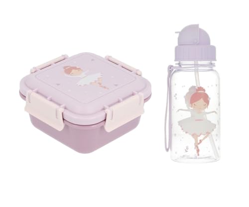 Tutete Lunchbox für Kinder | Bento-Box 780 ml und Tritan Trinkflasche 500 ml | BPA-frei, praktisch und leicht | ideal für Schule, Krippe und Ausflüge | Ballett von Tutete