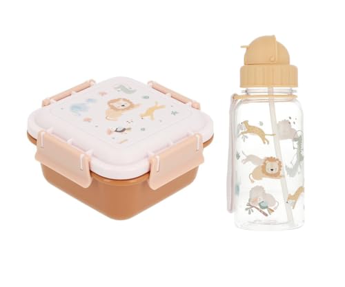 Tutete Savannah Lunchbox für Kinder, Bento-Box 780 ml und Tritan Trinkflasche 500 ml, BPA-frei, praktisch und leicht, ideal für Schule, Kindergarten und Ausflüge von Tutete