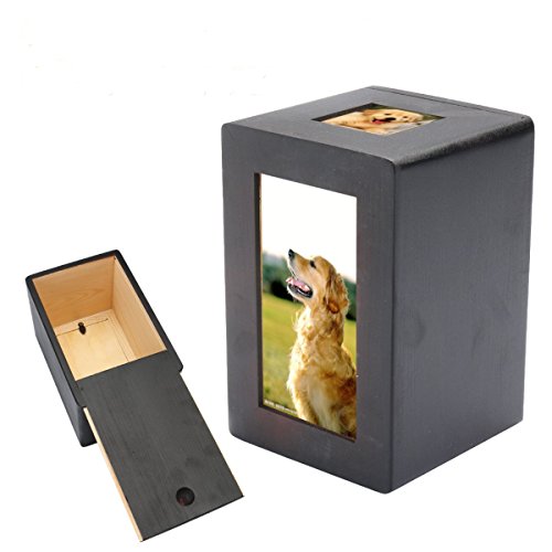 TuToy Pet Dog Cat Cremation Urn Memorial Halten Sie Sake friedliche Fotobox Rechteck schwarz von TuToy