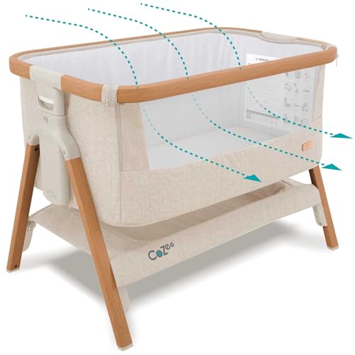 Tutti Bambini CoZee® 2-in-1 Baby Beistellbett & Baby Reisebett mit Matratze - 6-Fach höhenverstellbar mit atmungsaktivem Mesh-Fenster - Faltbares Babybett - 0-6 Monate (Walnuss & Naturweiß) von Tutti Bambini