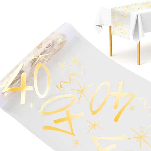 Tischläufer Geburtstag 40, Tischdeko Geburtstag 28 cm x 10 m, Tischläufer Gold Rolle,Goldener Tischdeko schneidbar für Geburtstagsfeier Dekoration, Geschenkbox Dekoration,Heimdekoration von Tutukyle