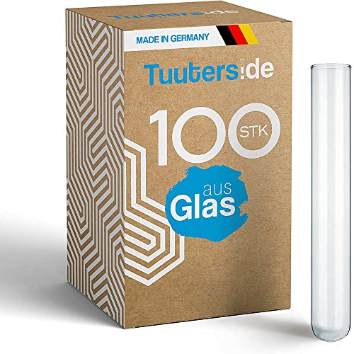 Tuuters Glas Reagenzgläser 100 Stück Laborglas mit Rundboden ohne Verschluss Test tube (120 x Ø20mm) von Tuuters.de