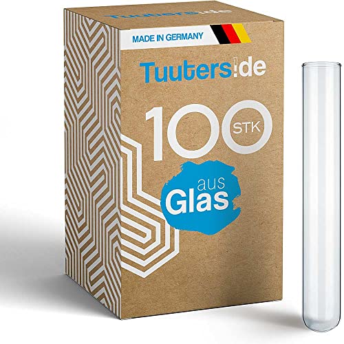 Tuuters Glas Reagenzgläser 100 Stück Laborglas mit Rundboden ohne Verschluss Test tube (160 x Ø18mm) von Tuuters