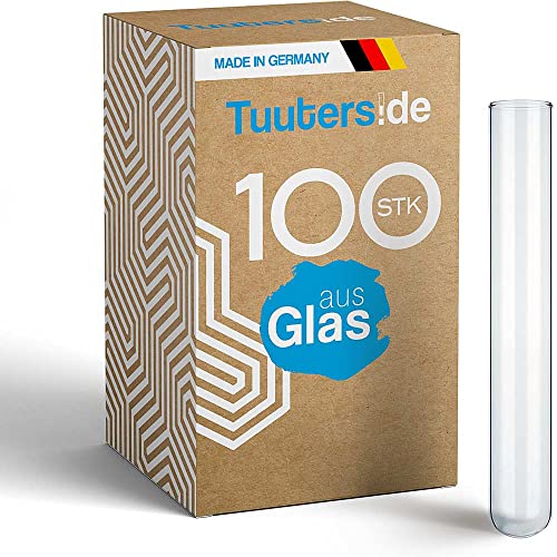 Tuuters Glas Reagenzgläser 100 Stück Laborglas mit Rundboden ohne Verschluss Test tube (100 x Ø16mm) von Tuuters.de