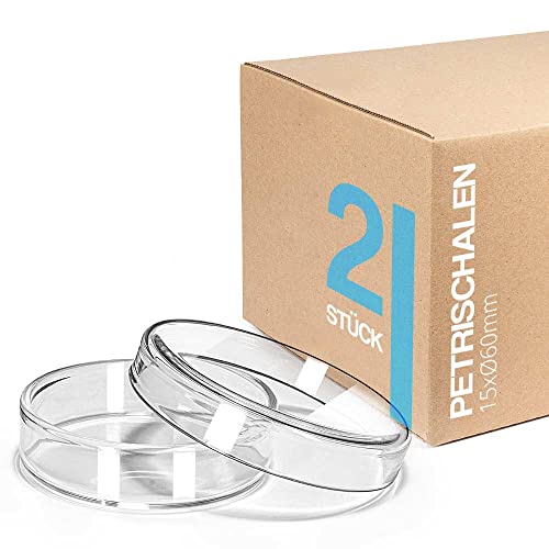 Tuuters 2X Petrischale aus Glas, starkwandig, Laborqualität, sterilisierbar (15 x 60mm) von Tuuters