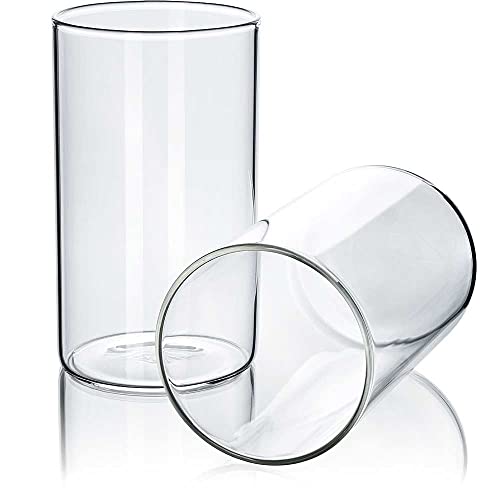 Tuuters 2er Set Windlichtgläser für Drinnen und Draußen aus Borosilikat-Glas – Ideal zum Verzieren (120 x Ø 70 mm, Mit Boden) von Tuuters
