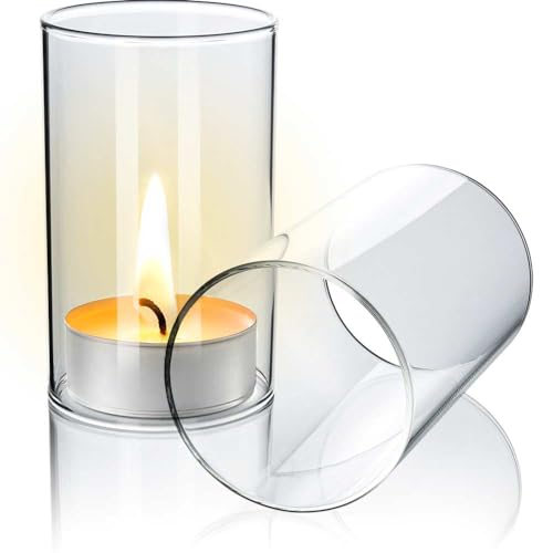 Tuuters 2er Set Windlichtgläser für Drinnen und Draußen aus Borosilikat-Glas – Ideal zum Verzieren (90 x Ø 50 mm, Ohne Boden) von Tuuters