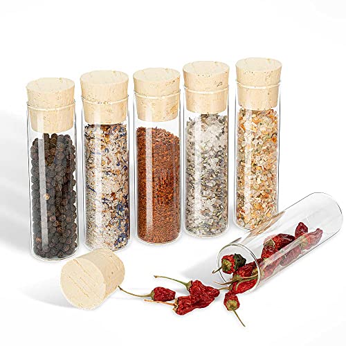 Tuuters 6x Gewürzgläser im Set mit Korken (hellbraun), kleine Glasfläschchen für Gewürze (70 x Ø30 mm) von Tuuters