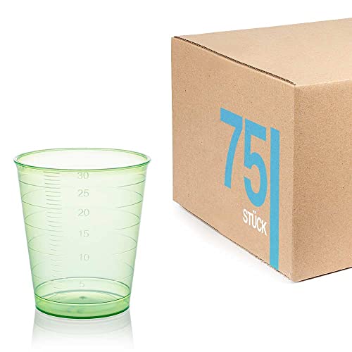 Tuuters 75 Medikamentenbecher, 30ml – bruchsicher, Schnapsbecher, Medizinbecher (Grün) von Tuuters